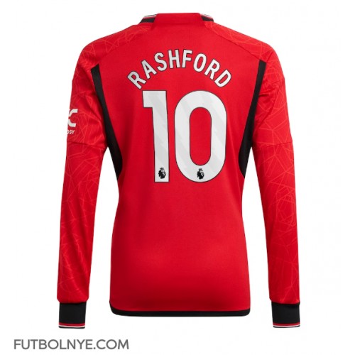 Camiseta Manchester United Marcus Rashford #10 Primera Equipación 2023-24 manga larga
